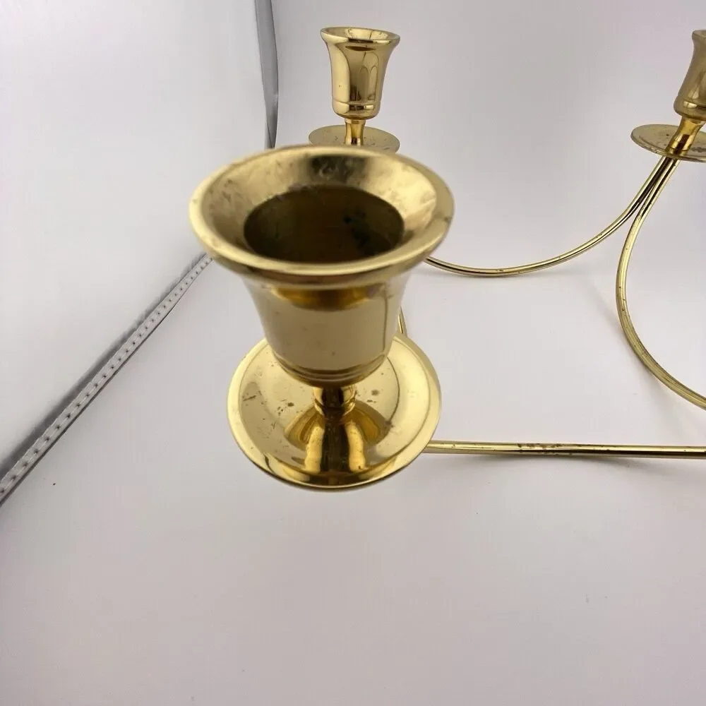 Vtg Partylite Modern Brass Candelabra 4 Taper Candle Holder Centerpiece MCM - Picture 5 of 11
